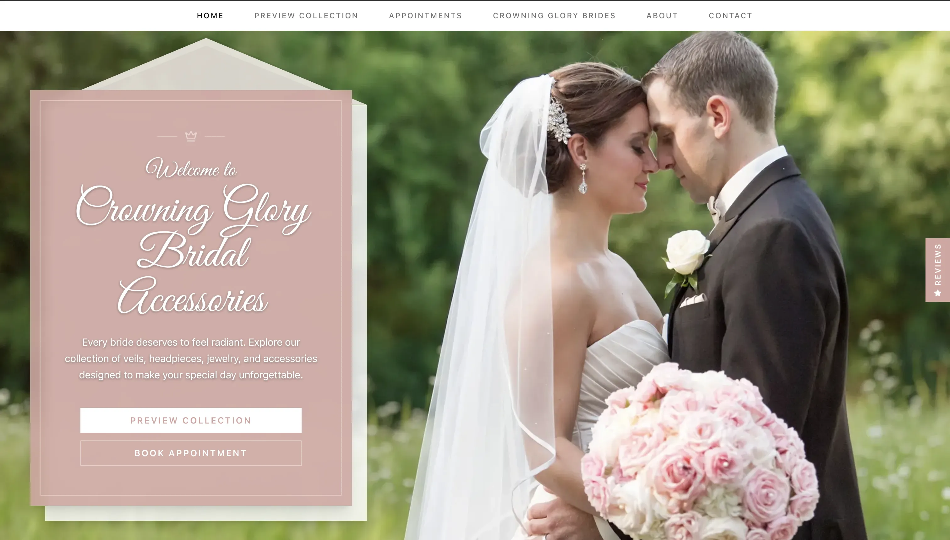 Crowning Glory Bridal website preview